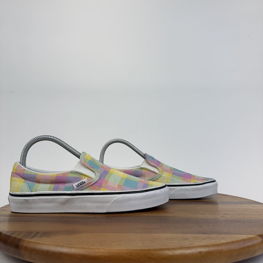 Womens Vans Classic Multicolor Checkerboard Slip On Sneakers Shoes Size 7 M GUC